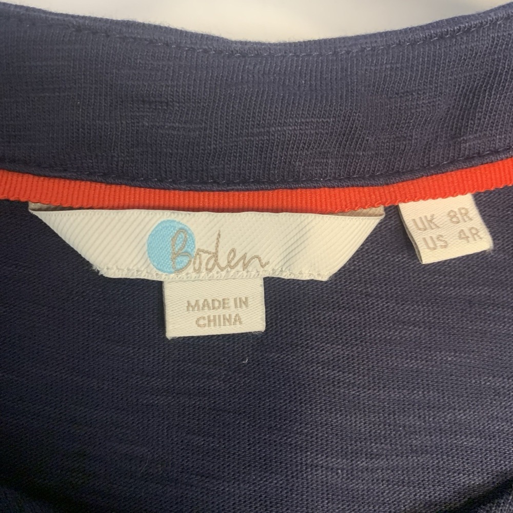 Boden Dress Womens 4R Casual Preppy Classic 3/4 Sleeves 100% Cotton Navy Pockets - Picture 4 of 8